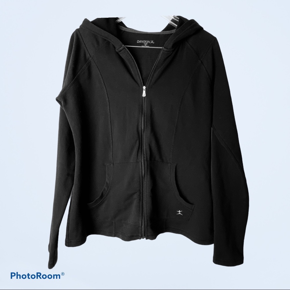 Danskin Hoodie Womens Small Black Essential Dance Sweatshirt